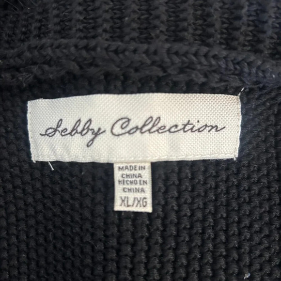 Sebby Collection Black Faux Fur Open Drape Vest Size XL - Picture 2 of 5